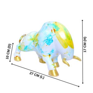 Bull Showpiece for Home Decor (Multicolor) Marble - 7 Inch - Image 3