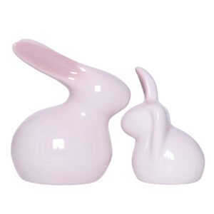 Rabbit Showpiece Set of 2 for Home Decor (Pink) Polyresin – 5.5 Inch - Image 2