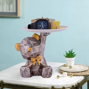 6.5-Inch Geometric Bear Storage Tray – Elegant Resin Organizer for Small Essentials