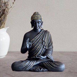Meditation Big Buddha Showpiece for Home Decor (Black) Polyresin - 15 Inch - Image 1