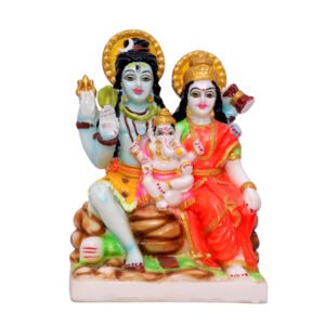 Shiv Parivar Idol Showpiece for Home Decor (White) Marble – 6.5 Inch