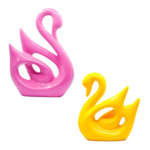 Lucky Swan Couple Showpiece for Home Decor (Pink & Yellow) Polyresin – 10 Inch - Image 2