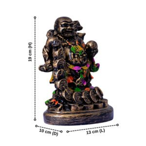 Laughing Buddha Showpiece for Home Decor (Brown) Polyresin - 7.5 Inch - Image 3
