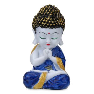 Baby Monk Buddha  Showpiece for Home Decor (Blue) Marble – 8 Inch - Image 2