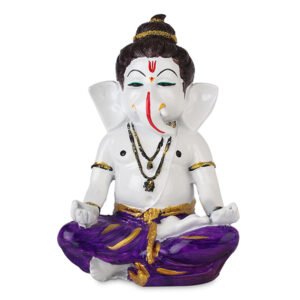 Meditating Ganesha Idol Showpiece for Home Decor (Purple) Marble - 8 Inch - Image 2