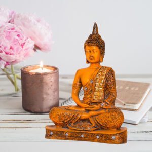 Meditation Buddha Showpiece for Home Decor (Mustard) Polyresin - 9.5 Inch - Image 1