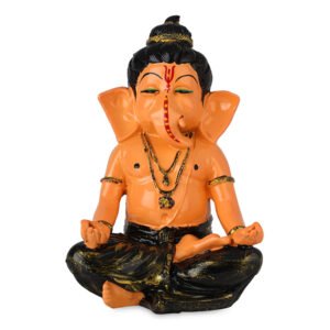 Meditating Ganesha Idol Showpiece for Home Decor (Cream & Black) Polyresin - 8 Inch - Image 2