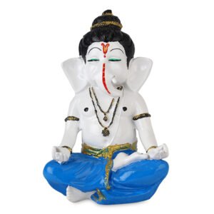 Meditating Ganesha Idol Showpiece for Home Decor (Blue) Marble - 8 Inch - Image 2