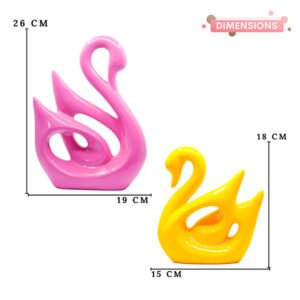 Lucky Swan Couple Showpiece for Home Decor (Pink & Yellow) Polyresin – 10 Inch - Image 3