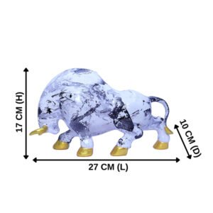 Bull Showpiece for Home Decor (Marble Texture) Marble - 7 Inch - Image 3
