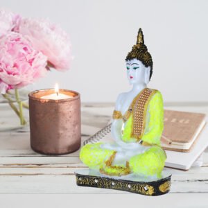 Meditation Buddha Showpiece for Home Decor (Neon) Marble - 9.5 Inch - Image 1