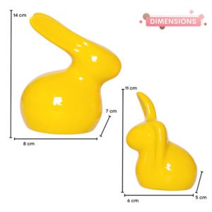 Rabbit Showpiece Set of 2 for Home Decor (Yellow) Polyresin – 5.5 Inch - Image 3