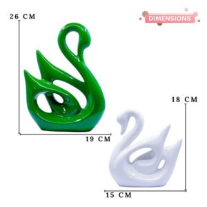 Lucky Swan Couple Showpiece for Home Decor (Green & White) Polyresin – 10 Inch