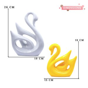 Lucky Swan Couple Showpiece for Home Decor (White & Yellow) Polyresin – 10 Inch - Image 3