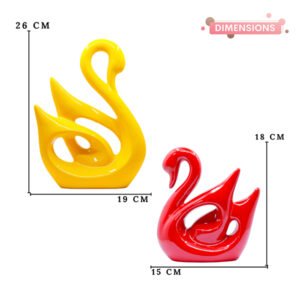 Lucky Swan Couple Showpiece for Home Decor (Yellow & Red) Polyresin – 10 Inch - Image 3