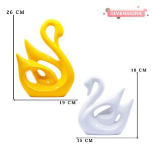 Lucky Swan Couple Showpiece for Home Decor (Yellow & White) Polyresin – 10 Inch - Image 3