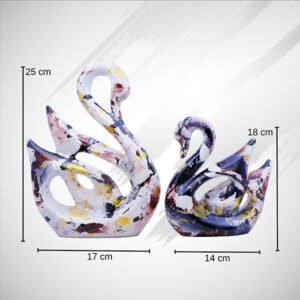 Lucky Swan Couple Showpiece for Home Decor (Multicolor) Polyresin – 10 Inch - Image 3