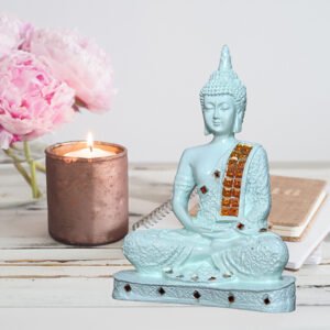 Meditation Buddha Showpiece for Home Decor (Light Green) Polyresin - 9.5 Inch - Image 1