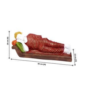 Sleeping Buddha Idol Showpiece for Home Decor (Red & White) Marble – 7.5 Inch - Image 3