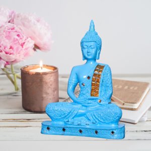 Meditation Buddha Showpiece for Home Decor (Blue) Polyresin - 9.5 Inch - Image 1