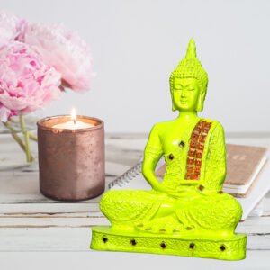 Meditation Buddha Showpiece for Home Decor (Neon) Polyresin - 9.5 Inch - Image 1
