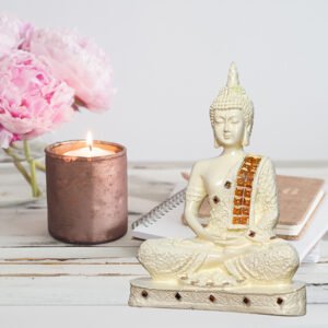 Meditation Buddha Showpiece for Home Decor (Light Yellow) Polyresin - 9.5 Inch - Image 1