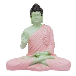 Meditation Big Buddha Showpiece for Home Decor (Pink & Green) Polyresin - 15 Inch - Image 2