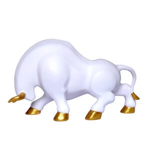 Bull Showpiece for Home Decor (White) Polyresin – 7 Inch - Image 2