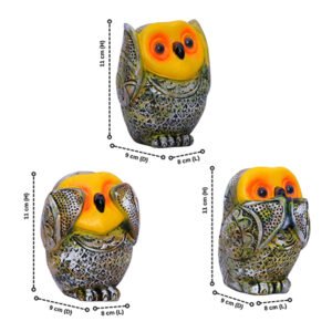 Three Wise Owls Statue Set | Hear No Evil, See No Evil, Speak No Evil | Decorative Polyresin Showpiece | 11 cm (H) - Image 2