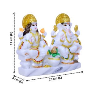 Laxmi-Ganesh Idol Showpiece for Home Decor (White) Marble – 4.5 Inch - Image 3