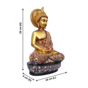 Lord Buddha Idol Showpiece for Home Decor (Golden) Polyresin – 12 Inch - Image 3