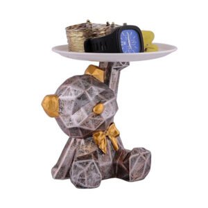 6.5-Inch Geometric Bear Storage Tray – Elegant Resin Organizer for Small Essentials