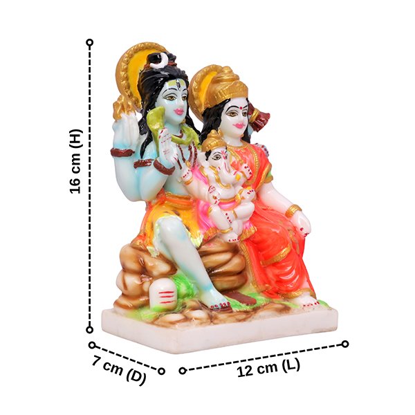 Shiv Parivar Idol Showpiece for Home Decor (White) Marble – 6.5 Inch