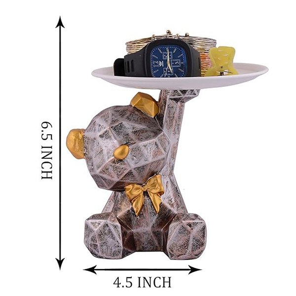 6.5-Inch Geometric Bear Storage Tray – Elegant Resin Organizer for Small Essentials