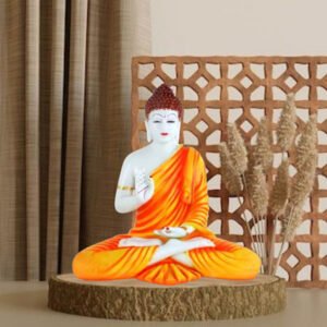 Meditation Big Buddha Showpiece for Home Decor (Orange) Marble - 15 Inch - Image 1