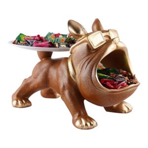 7-Inch Bulldog Candy & Snack Holder – Resin Storage Tray with Double Compartments