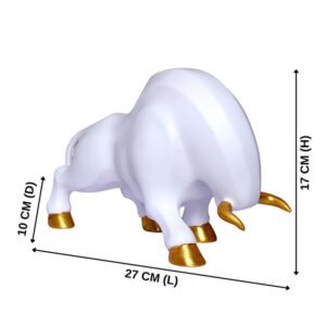 Bull Showpiece for Home Decor (White) Polyresin – 7 Inch - Image 3