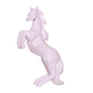 Hand Lifting Horse Showpiece for Home Decor (Light Pink) Polyresin – 10.5 Inch