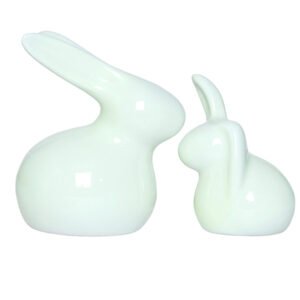 Rabbit Showpiece Set of 2 for Home Decor (Light Green) Polyresin – 5.5 Inch - Image 2