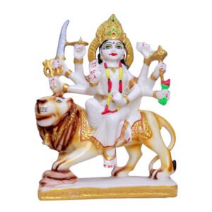 Goddess Maa Durga Idol Showpiece for Home Decor (White) Marble – 9.5 Inch - Image 2
