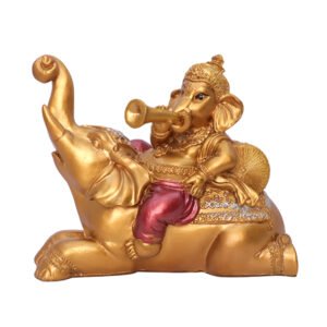 Musician Ganesha Idol Showpiece for Home Decor (Golden) Polyresin – 5 Inch - Image 2