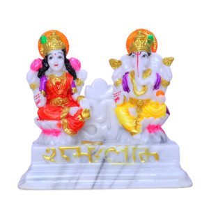 Laxmi-Ganesh Idol Showpiece for Home Decor (Multicolor) Marble – 4 Inch - Image 2