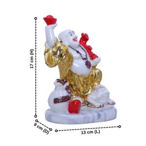 White & Gold Laughing Buddha Statue - 17cm Feng Shui Decor
