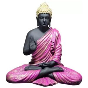 Meditation Big Buddha Showpiece for Home Decor (Pink & Black) Polyresin - 15 Inch - Image 2