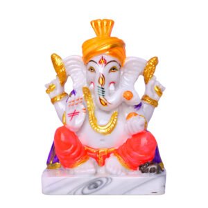Lord Ganesha Idol Showpiece (Multicolor) Marble - 6 Inch - Image 2