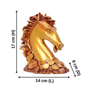 Antique Horse Face Showpiece for Home Decor (Golden) Polyresin - 7 Inch