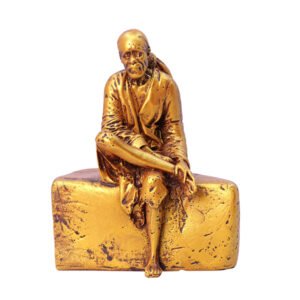 Shirdi Sai Baba Showpiece Idol Statue Especially for Car Dashboard (Golden) Polyresin - 4 Inch