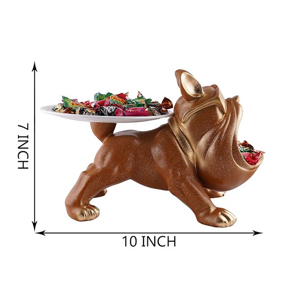 7-Inch Bulldog Candy & Snack Holder – Resin Storage Tray with Double Compartments