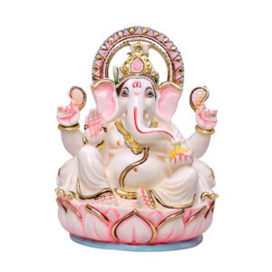 Lord Ganesha Idol Showpiece for Home Decor (White) Marble – 12 Inch - Image 2