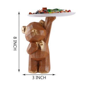 8-Inch Geometric Bear Candy Holder with Gold Accents - Image 3
